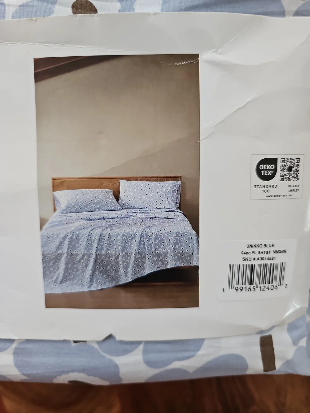 Marimekko Queen Sheet Set Mini Unikko Light Blue Floral Cotton New